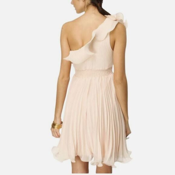Lulus One Shoulder Pleated Ruffle Pink Dress M - Picture 5 of 11